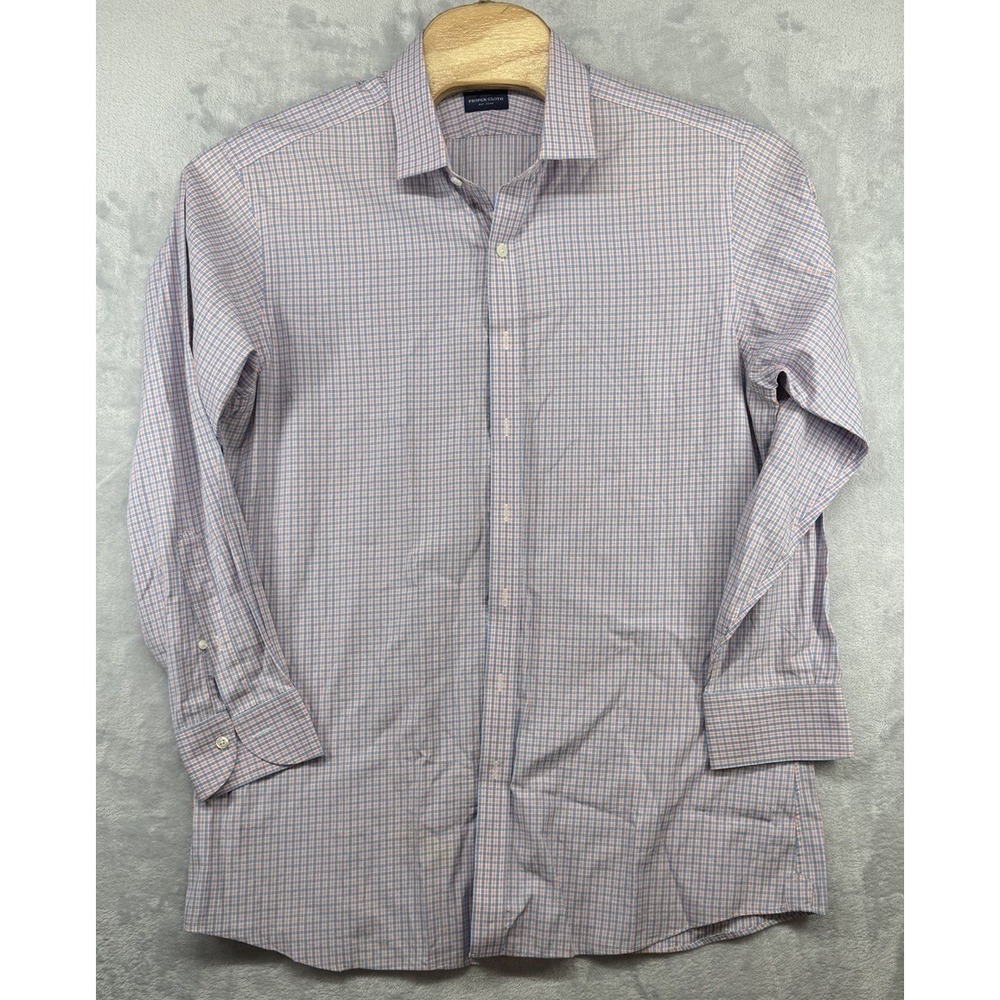 Proper Cloth Shirt Gingham Check Long Sleeve Button Shirt Men's 25x33